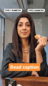 Aishwarya Sakhuja Instagram - No, my diabetes is not what your grandmother had and hers wasnt what you experienced when you were pregnant. 

There are various forms of diabetes but lets explore TYPE 1 and TYPE 2 today.
TYPE 1 and TYPE 2 diabetes may have similar names, but they’re different diseases with unique causes.

The key difference between TYPE 1 and TYPE 2 diabetes is that TYPE 1 is believed to be caused by an autoimmune reaction and develops early in life. 
TYPE 2 diabetes develops over the course of many years and is related to lifestyle factors such as being inactive and carrying excess weight. It’s usually diagnosed in adults.

TYPE 1 diabetes results from an autoimmune reaction and usually appears in adolescents and young adults. 
TYPE 2 diabetes develops over the course of many years. Risk factors include excess weight and a lack of exercise.
TYPE 1 diabetes is believed to be caused by an autoimmune reaction. In people with TYPE 1 diabetes, the immune system mistakes the body’s own healthy cells for foreign invaders.

The immune system attacks and destroys the insulin-producing beta cells in the pancreas. After these beta cells are destroyed, the body is unable to produce insulin.

Researchers don’t know why the immune system sometimes attacks the body’s own cells. It may have something to do with genetic and environmental factors, such as exposure to viruses.

Research into autoimmune diseases is ongoing. Diet and lifestyle habits do not cause TYPE 1 diabetes.

People with TYPE 2 diabetes have INSULIN RESISTANCE. The body still produces insulin, but it’s unable to use it effectively.
People with TYPE 1 diabetes are INSULIN DEFICIENT and hence need to use injectibles

Researchers aren’t sure why some people become insulin resistant and others don’t, but several lifestyle factors may contribute, including being inactive and carrying excess weight.

Other genetic and environmental factors may also play a role. When you develop TYPE 2 diabetes, your pancreas will try to compensate by producing more insulin. Because your body is unable to effectively use insulin, glucose accumulates in your bloodstream.
 
#diabetes #mythsvsfacts #type1diabetes #type2diabetes #itsdifferent #health