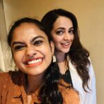 Aiswarya Suresh Instagram - Fearless women in one frame ♥️ bhavzmenon you are so grounded and so full of light and love. More power to you. On sets of #nadikarthilakam Lal Jr is gonna kill it ! ♥️ Kochi, India