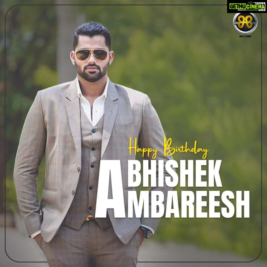 Ajaneesh Loknath Instagram - Happy Birthday Young Rebel Star! @abishekambareesh .. All the very best for #BadManners #HappyBirthday #ABBSStudios @c_r_bobby
