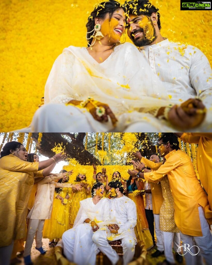 Akshaya Deodhar Instagram - Akshaya ♾Hardik . . . Coloured in colours of love, Akshaya and Hardik’s wedding celebrations began with a shower of happiness, love and warmth. It was truly a Rangsari moment for all of us. May each day of their life be as yellow-ful as this one💛 . . . . Akshaya’s & Hardeek’s Beautiful outfits by @labelsonalesawant Styled by @stylist.chaitalikulkarni Floral Jewellery by @swatiwaghcreation Akshaya’s Makeup by @madhurikhese_makeupartist Akshaya’s Hair by @komalpashankar_makeupartist Hardeek’s Hair & Makeup- @makeovers_by_rahul Wedding decor & management @a3eventsandmedia Wedding planner @bhagatamol Location- @siddhigardensandbanquets Managed by @wechitramedia @n.i.d.s_ @amolghodake_ . . . . #AHa #AkshayaDeodhar #HardeekJoshi #AkshayaHardeek #marathiactress #marathi #marathimulgi #maharashtra #marathistatus #marathimulga #marathikavita #marathiculture #marathicelebrity #love #zeemarathi #marathistars #marathipost #marathimeme #pune #marathijokes #marathicelebs #marathitroll #marathiactors #status #instamarathi #mimarathi
