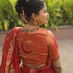 Akshaya Deodhar Instagram - 🌙✨ . Thank you @nishfash_design_studio for designing such a beautiful blouse for this look.❤️ . Saree: @saudamini_handloom Saree draping: @anaghakumbhr Blouse: @nishfash_design_studio Jutti: @chaljutti.official @amru_tak Hair: @komalpashankar_makeupartist Makeup: @madhurikhese_makeupartist Styling: @anaghaghaisas Jewellery: @ssnagarkarjewellers_official @prasad.nagarkar Photos by @girish_katkar_photography Wedding decor & management @a3eventsandmedia Wedding planner @bhagatamol Location- @siddhigardensandbanquets Managed by @wechitramedia @n.i.d.s_ . #अहा #AkshayaHardeek #AkshayaDeodhar #HardeekJoshi #AHa
