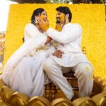 Akshaya Deodhar Instagram - Designing and styling appear similar but are very different things. So for our Mehendi, Haldi & Sangeet, we wanted something different & decent. Not only the outfits but the overall look as well. So Thanks to @stylist.chaitalikulkarni for coming up with some fabulous ideas. Loved them. & thanks @labelsonalesawant yet again who made it absolutely lovely!❤️ . All 3 looks styled by @stylist.chaitalikulkarni Akshaya’s & Hardeek’s Beautiful outfits by @labelsonalesawant Pictures by @sevenvowstories Floral Jewellery by @swatiwaghcreation Akshaya’s Mehendi & Sangeet Jewellery by @chandrakalm_jewellery Akshaya’s Makeup by @madhurikhese_makeupartist Akshaya’s Hair by @komalpashankar_makeupartist Hardeek’s Hair & Makeup- @makeovers_by_rahul Wedding decor & management @a3eventsandmedia Wedding planner @bhagatamol Location- @siddhigardensandbanquets Managed by @wechitramedia @n.i.d.s_ @amolghodake_ . #AHa #AkshayaDeodhar #HardeekJoshi #AkshayaHardeek