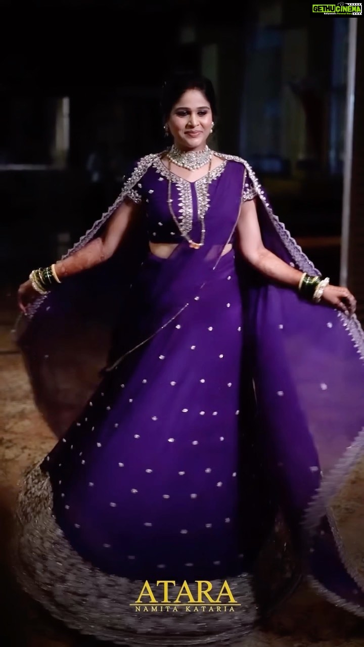 Akshaya Deodhar Instagram - Just the fairy tale outfit every bride dreams of by @atarabynamitakataria 💜 This intricately hand embroidered customised lehenga with Zardozi work depicting pure craftsmanship by @atarabynamitakataria made our dream reception outfits come to life. From selecting the most comfortable fabrics to beautifying every bit of it, @namitakataria has made it all magical! Thank you @atarabynamitakataria and @namitakataria for this stunning lehenga! . Akshaya’s Outfit & styling by @atarabynamitakataria Hardik’s outfit & styling by @atarabynamitakataria Jewellery by @sanagarkarjewellers_official @prasad.nagarkar Akshaya’s Hair: @komalpashankar_makeupartist Akshaya’s Makeup: @madhurikhese_makeupartist Hardeek’s Hair & Makeup- @makeovers_by_rahul Event decor & management @a3eventsandmedia Event planner @bhagatamol Location- @siddhigardensandbanquets Managed by @wechitramedia @n.i.d.s_ @amolghodake_ . #AHa #AkshayaHardeek #HardeekJoshi #AkshayaDeodhar #Reception #PrimeReels