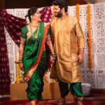 Akshaya Deodhar Instagram - "Mystical Harmony" ♥️ @akshayaddr @hardeek_joshi 🧿 . . . . Makeup by @visagemakeover Hair by @nikita_Kumavat_makeovers Saree by @saudamini_handloom Blouse by @nishfash_design_studio Draping by @anagha_10_11_ap Jewellery by @chandrakalm_jewellery Hair Accessories by @nathicha__nakhara Hardeek's Outfit by @theurbanstory_ Hardeek's Makeup by @visagemakeover Venue: @avismara.celebrations Food: @bendrecaterers Decor by @wecorpevents Pictures by @sevenvowstories Mangalagaur Team @manasikanetkar @mks_dance_studio_ Event & PR by @wechitramedia @n.i.d.s_ #3ТТ #АНа #AkshayaDeodhar #HardeekJoshi #Mangalagaur #Pujan #blessed Pune, Maharashtra