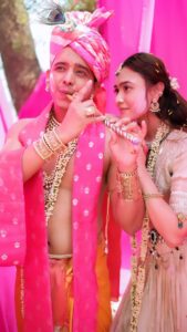 Alisha Prajapati Instagram - Wishing the eternal and divine love of Radha Krishna to everyone this Holi. 💗 

For @Asopalav
In frame with me @vishal_d_o_p 
Styling by @drashtigajjar94
Makeup and hair by @aanalsavaliya and team 
Shot by @kpfilms31 @yess_drama