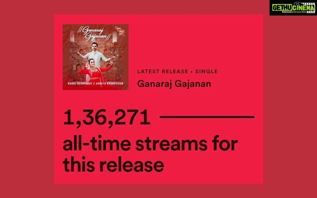 Amruta Khanvilkar Instagram - My heart is full of gratitude thankyou for this #ganarajgajanan @spotifyindia @rahuldeshpandeofficial @memanesanjay @ashishpatil_the_lavniking @savitridhami @tenthunknown_ @sarangsarod #amrutkhanvikar #amritkalastudios #smallwins #celebratingeachmoment