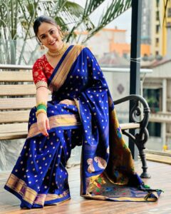 Amruta Khanvilkar Instagram - Made of beauty and grace the #nineyards by @pratha_sarees 
@kankshinistudio 

#amrutakhanvilkar