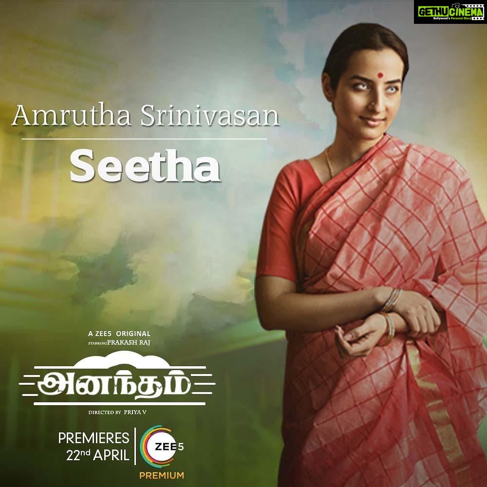 Amrutha Srinivasan Instagram - So happy to bring to hopefully your hearts from ours, Seetha. Pala manidhargal, pala unarchigal! #AnanthamOnZEE5 premiers 22nd April only on #ZEE5 Watch trailer now : https://bit.ly/Anantham_Trailer #SuvargalSollumKathaigal #AnanthamOnZEE5 #ZEE5Tamil #ZEE5 @joinprakashraj @its_happyunicorn @muraliraaman_v @directorpriya.v @bagath_at @suryarajeevan @sathishsuriyaofficial @a.s.ram @rohinimolleti @johnvijayofficial @varghesemathew71 @arjunan_actor @iaravinthsundar @samyuktha_shan @namita.krishnamurthy @anbu_thasan @amruthasrini @iam_anjalirao @ananthnag24 @actorj.paramguhanesh @actor_vivekprasanna mekharajan @hemachinraj_official04 @jashik_official @vinothkishan @vivek_rajgopal @madhuriwatts @_sairaghul_ @indrajaa_absar @gopalaswamylakshmi @thevinodhini @ananyaramaprasad @george.kora @abishek_joseph @mirnaaofficial @divinedevil11 @jaibala_ @bellukavya @sachusada @k.gopal_actor @anushaswamy @laguparan_ @kavisree2 @krajeevprasad @amrithaklakshmi @kanishka_official123 @savaalram @zee5tamil