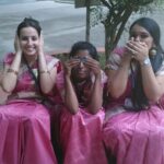 Amrutha Srinivasan Instagram - No, no, don't laugh. We are the President (naandhaan), Cul Sec (Poo) and Treasurer (Mini). We are sooooo cool. 😂 And I love these girls to bits. 2014, was it? Sigh. Can we just go back to Anna Kadai Gobi 65 Lime Soda and Best Biryani please? 😭❤️