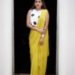 Ananya Instagram - Never been a blank canvas. Styling : @amritha_lakshmi___ @styledby_al_ Mua : @sreegeshvasan_makeupartist 📸@sajeevchandran_photography_ Touching : @portraits_by_shone Outfit : @wesnikfashion Jewellery : @goodwillcollectionskerala #saree #fusion #ananya #yellow #fashion #picofday