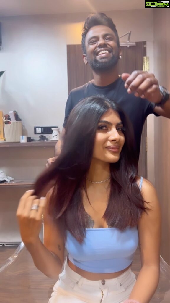 Ananya Rao Instagram - @toniandguyindia thank you for this amazing pamper session ♥️ Stylist : @invougeby_karthik Toni&Guy Hairdressing