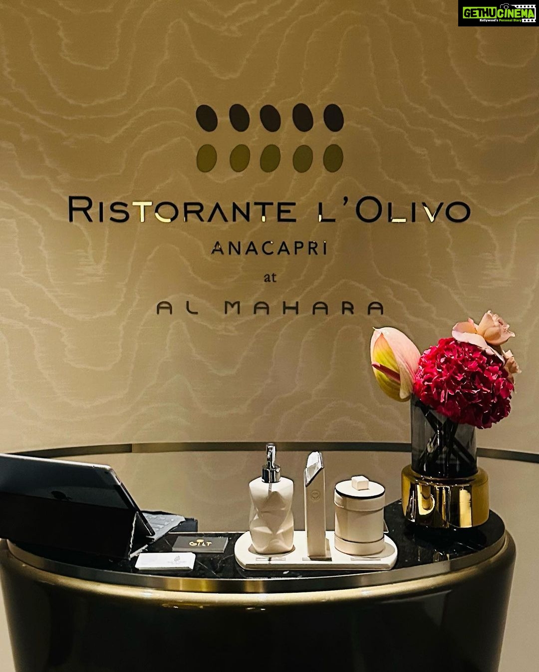 Angela Krislinzki Instagram - Ristorante L' Olivo at Al Mahara Restaurant at Burj Al Arab is an exquisite dining experience by Chef Andrea Migliaccio from Capri's Two-Michelin star 'Ristorante L'Olivo' Delicious cocktails and incredible food with charming service The aquarium is filled with over 20 species of fish they are so mesmerizing! Share this with who you would like to dine at this underwater restaurant. #burjalarab #michelinstar #jumeirah #dubai #seafood #italian #michelinguide #restaurants #luxuryhotel Al Mahara Restaurant - Burj Al Arab (Dubai)