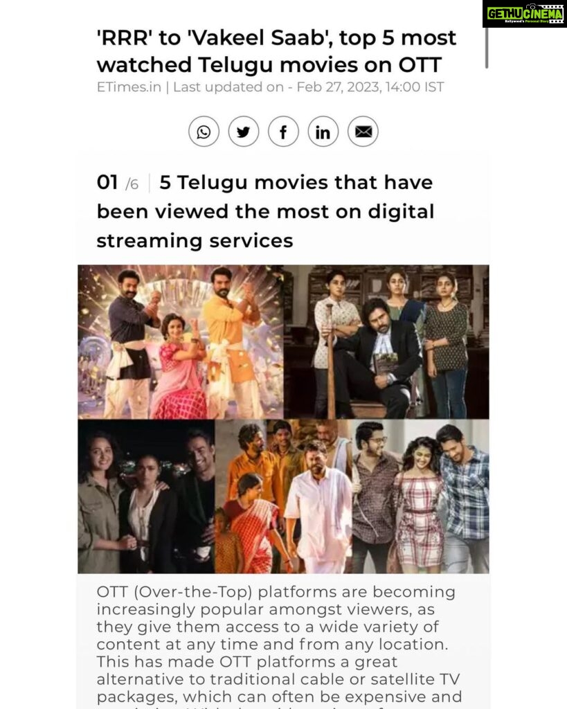 Anjali Instagram - To feature in 2 of the top 5 most watched movies on OTT is both a blessing and a privilege… Thank you for your love and I promise to work even harder to entertain you even more ❤ #gratitude #happy #love #mood #vakeelsaab #nishabdham #silence