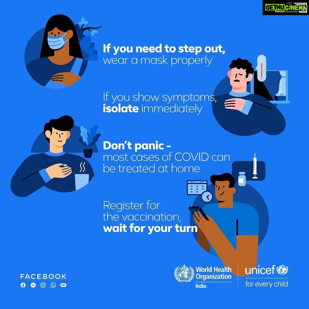 Anjali Instagram - As India battles a devastating second wave, I urge you all to adhere to these 4 MISSION CRITICAL MESSAGES that continue to be the strongest pillars in our fight against COVID-19. We are all in this together. Please Stay strong and safe ππ» @who @unicefindia #socialforgood #staysafe ππ»
