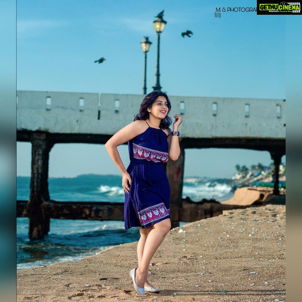Anna Rajan Instagram - BEACH POSE SEASON 1: EPISODE 3- Dancing on the seashore Concept&Photography: @moorthi_sachin Designer: @parvatharakesh MUA: Myself 🧚🏻 #beachlife #sea #seashore #seascape Pondicherry Beach