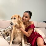 Anushka Sen Instagram – cuddles with my cutie 🐶✨💜🥰