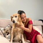 Anushka Sen Instagram – cuddles with my cutie 🐶✨💜🥰
