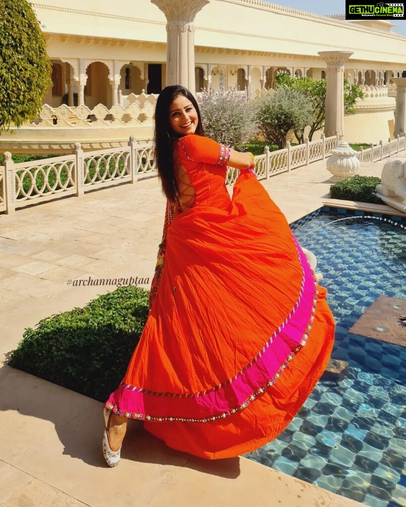 Archana Gupta Instagram - I have many reasons to be happy 🫶 Stay Happy Folks #lotsoflove 😊 . . . . . . . . #grateful #happysoul #magicalmoments #tbtphoto #throwback #archannaguptaa #indianactress #desigirl #photoshoot #photographers_of_india #bhfyp #summerfashion #lehengalove #fashiongram #rajasthan #udaipurdiaries #incredibleindia The Oberoi Udaivilas, Udaipur