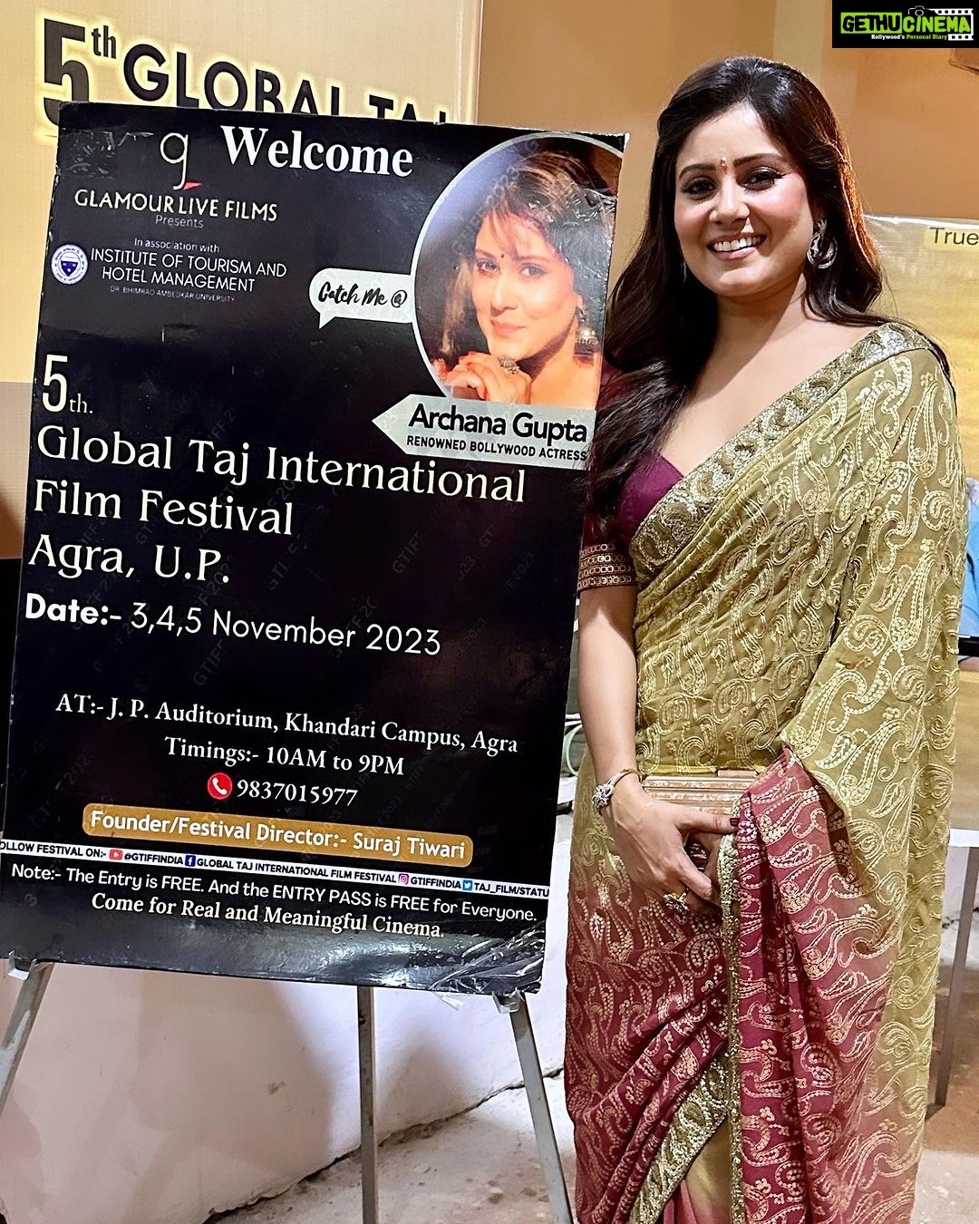 Archana Gupta Instagram - After receiving Brij Ratan Award last year and now second Prestigious award at my birthplace “Agra” for my journey in Film Industry is a remarkable and special achievement for me. This recognition is a reminder that hard work, passion and persistence pay off. It’s a highlight the appreciation and support of the community where I began my journey. @surajtiwari_glamourlive I really appreciate you and your team’s initiative and effort to start a Global Taj International Film Festival in Agra. @gtiffindia . Wishing you and your team many more success in your journey. Thank you everyone for your Love and Support 🙏🏻 ❤️ . . . . . . . . #awardwinning #actorslife #filmfestival #indianactress #southindianactress archannaguptaa #bollywoodactress #filmindustry #hindicinema #grateful #happy #love #blessedlife #gtiff JP Auditorium, Khandari Campus, Dr B R A University, Agra