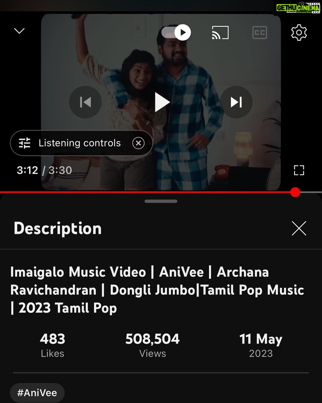 Archana Ravichandran Instagram - #imaigalo has crossed half a million in a dayđ Havenât you watched yet ? Go check my story for link ! @bereadyfilms @sonymusic_south @donglijumbo @vj_archana_ @anivee13 @ajai_al_dop @pk_ponkathiresh @kishendas @kvraj98 @vinothmarks @subikanifabint @jeevithamakeupartistry @iam.richardson @vmlanu2021 @aadhu_deshmukh @dwan_19 @betterinvestclub