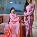 Archita Sahu Instagram - Festivals are here !!! ♥️♥️♥️ Get ready with your loved ones in the unique collections by @evolveamultidesignerstore My partner in style 💃🏼@arpitasahu6 📸@bikash.sahoo.5477 #pujacollections2023 #peach #indowesternstyle #archita