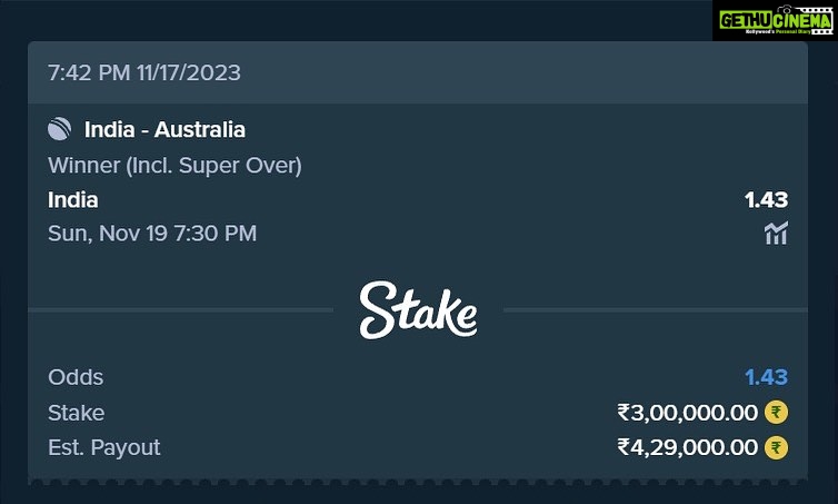 Arun Mashettey Instagram - Kal hone wala hai Dhamaka - World Cup Final mai! Mai India ko support kar raha hu @stake pe. Use Code: BAYANAK (🔗Link in Bio)