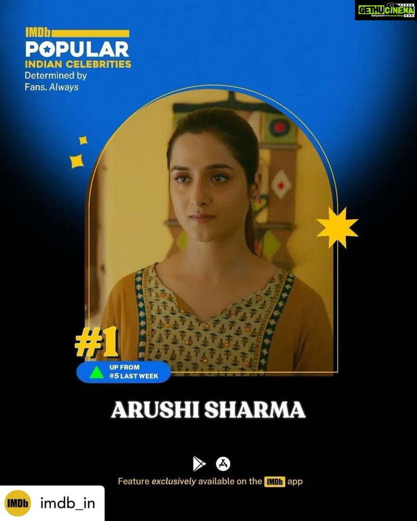 Arushi Sharma Instagram - Whattttttt!!!!All India number 1️⃣. Can’t believe that this has happened!!! Thank you from the bottom of my heart to EVERYONE who has loved me and Jyotsna. Sending a big virtual hug 🤗 thank you @imdb_in. This is super special ⭐️