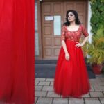 Arya Instagram - @arya.badai Sparkling like a ruby in our Red Gown from Bloom Collection @arya.badai @resmi_varun #redgown #partywear