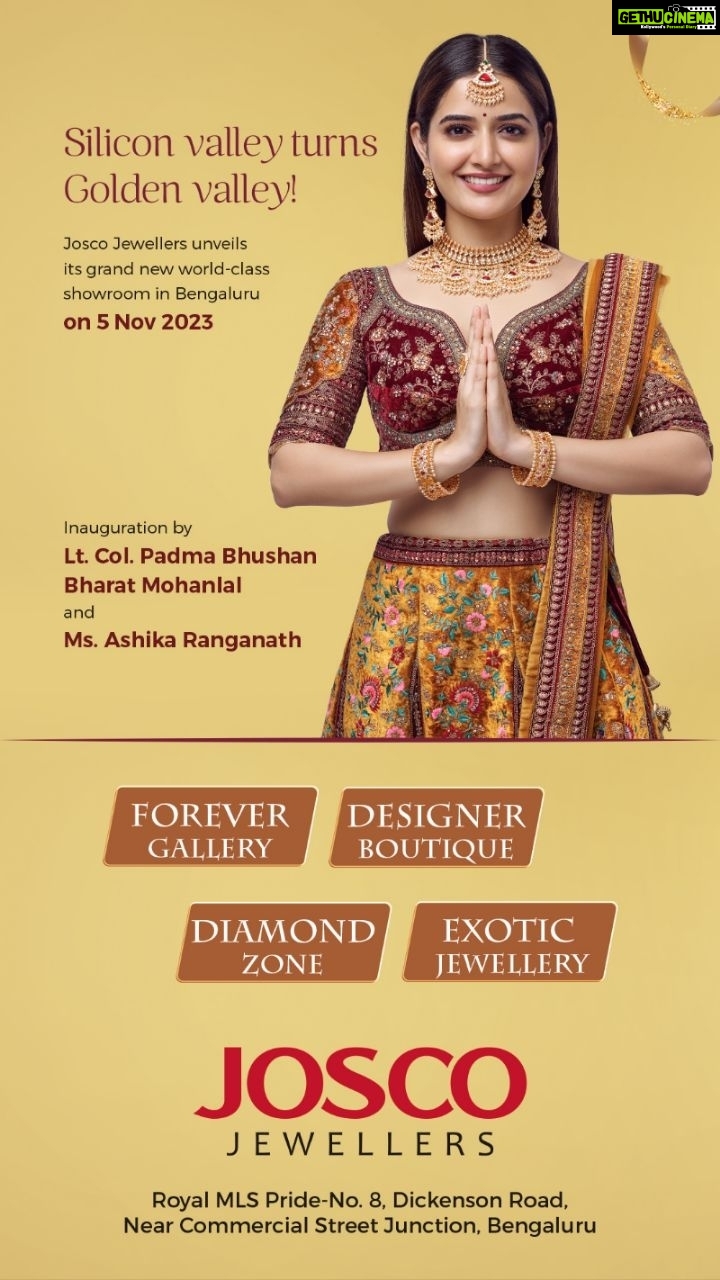 Ashika Ranganath Instagram - New JoscoJewellers Showroom @Bengaluru, Opening on 5 Nov, 2023, Inauguration by Ms. Ashika Ranganath #joscojewellers #josco #AshikaRanganath #bengaluru #banglore