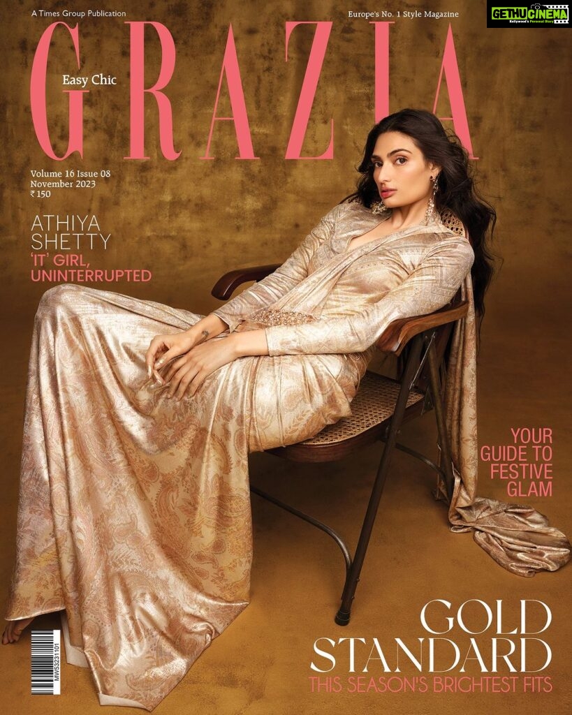 Athiya Shetty Instagram - If there’s a wellness, beauty, or fashion idea on the gram, an Athiya Shetty image completes it. What about Shetty makes her the ideal representation of ‘girlification’? Our November 2023 issues release amid the hubbub of the festive season and highlights the spirit of celebration with everything joyous. Setting the gold standard with the season’s brightest fits to curating a comprehensive black book for all your festive needs, this season is all about lights and sparkle. Athiya Shetty is wearing a foil jersey bodysuit and pre-draped foil-jersey saree, both Tarun Tahiliani; plated pearl earrings, Suhani Pittie Photograph: Taras Taraporvala Fashion Director: Pasham Alwani Words: Samreen Tungekar Make-up: Simran Gidwani Hair: Kunj Sharma Assisted by (styling): Nishtha Parwani Production Assistant: Yusuf Lokhandwala Artist's Publicity: Straight Talk Comm #GraziaIndia #AthiyaShetty #Athiya #NovemberCover #FestiveIssue