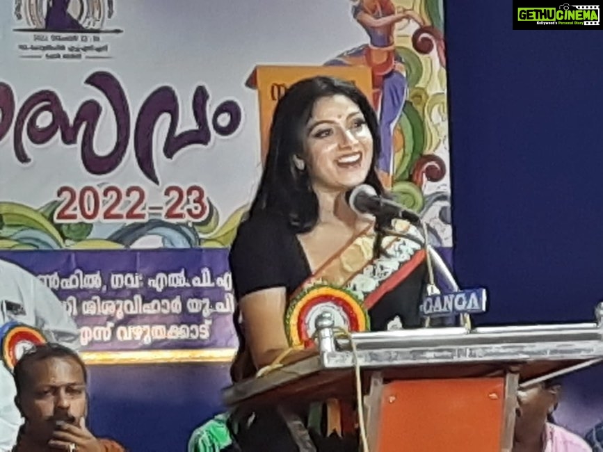 Avanthika Mohan Instagram - Thank you for inviting me as a chief guest. It was my pleasure to be apart of this huge function of Kala which is called Kalolsavam which was conducted in Carmel School in Trivandrum,Seeing the kids win and their enthusiasm took me back to the days where I was also very active and made me remember those beautiful days. Thank you to the teachers who personally came to invite me. #kalolsavam