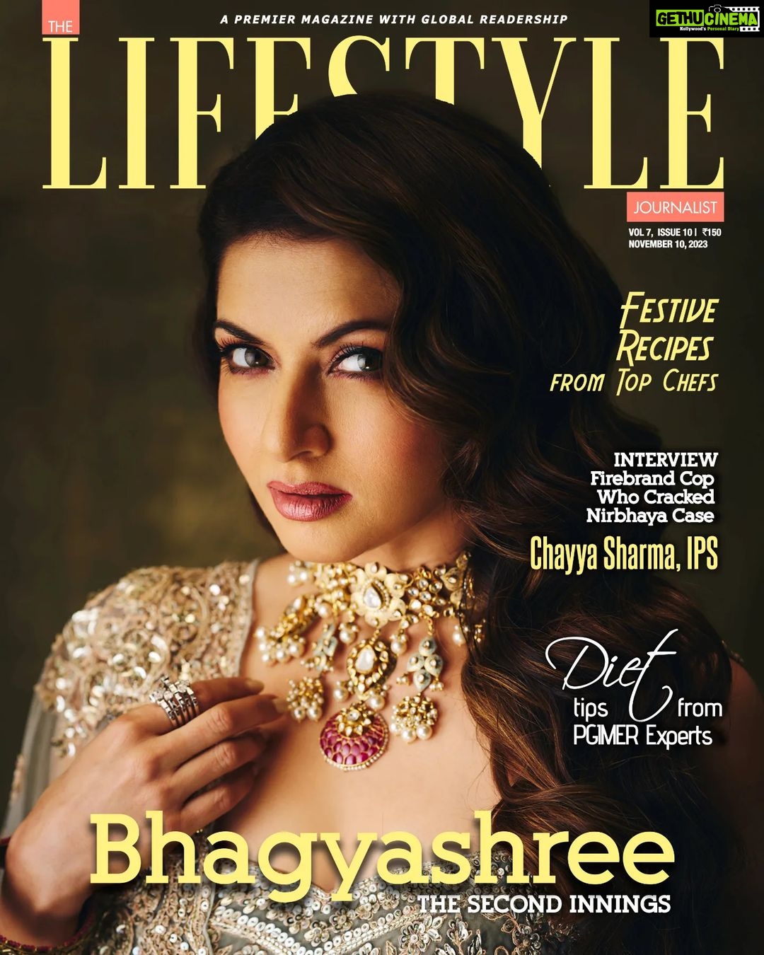 Bhagyashree Instagram - The Second Innings: Bhagyashree on the cover of The Lifestyle Journalist Magazine Nov Edition 2023 On the cover @bhagyashree.online Chief Consulting Editor @nehamiglani11 Creative Director @ankurvadhera Photographer: Rohn Pingalay @rohnpingalay Fashion Stylist: Kishan Pandya @krishi1606 Ensemble: Kalighata @kalighataindia Accessories: Angelz jewellery @angelzbypreetibedi Makeup Artist: Elvis @elvismakeupartist Hair Stylist: Sunny Singh @sunny_hairr @kavitaparmar_makeup_hair Repped by @oceanmediapr #bhagyashree #thelifestylejournalistmagazine #coverpage Mumbai, Maharashtra