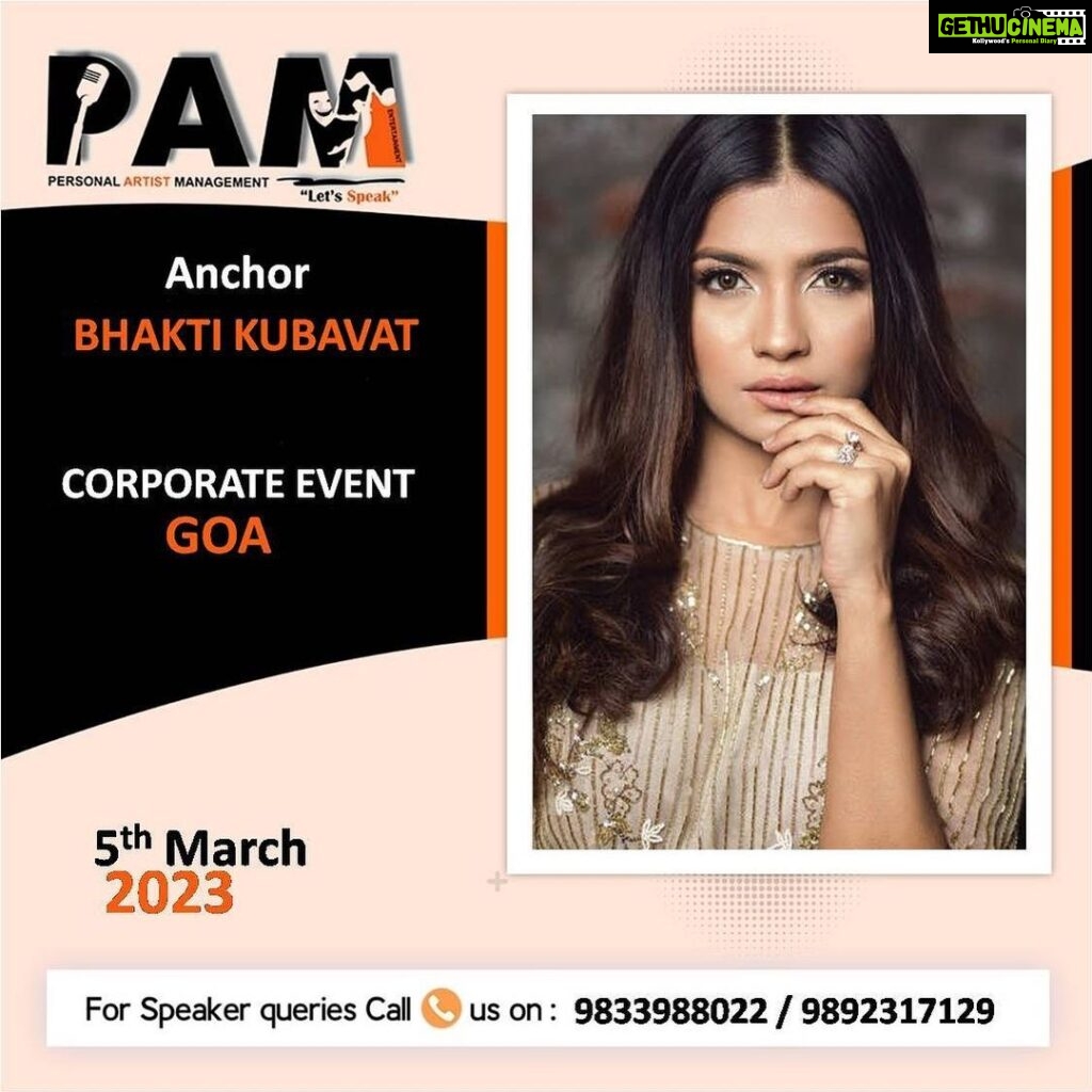 Bhakti Kubavat Instagram - Star anchor and a great performer Bhakti Kubavat anchoring a corporate event in Goa tonight!