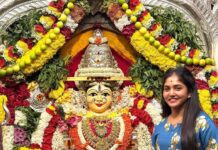 Bhavya Gowda Instagram - Blessed beyond measures🥺❤️ #amma🌎 Sri Bandi Makalamma Temple