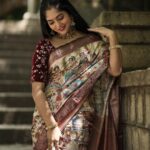 Bhavya Gowda Instagram - 🤎 Saree: @abhicollections1 MUA: @makeoverby_divyagowda Captured by: @umesh__photography___ Hairstyle by: @hairstylist_bangalore Jewels: @thespatika