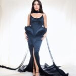 Bhumi Pednekar Instagram - Felt like a trophy 🖤 @elleindia . . . Styled by : @manishamelwani Style team: @sim.ran_awayy @gypsy.girl.world Outfit: @andreabrocca Earrings: @studio.renn Rings: @studio.renn @h.ajoomal Heels: @renecaovilla Hair: @the.mad.hair.scientist Makeup: @niccky_rajaani Photographer: @vidhigodha #ELLEBeautyAwards2023