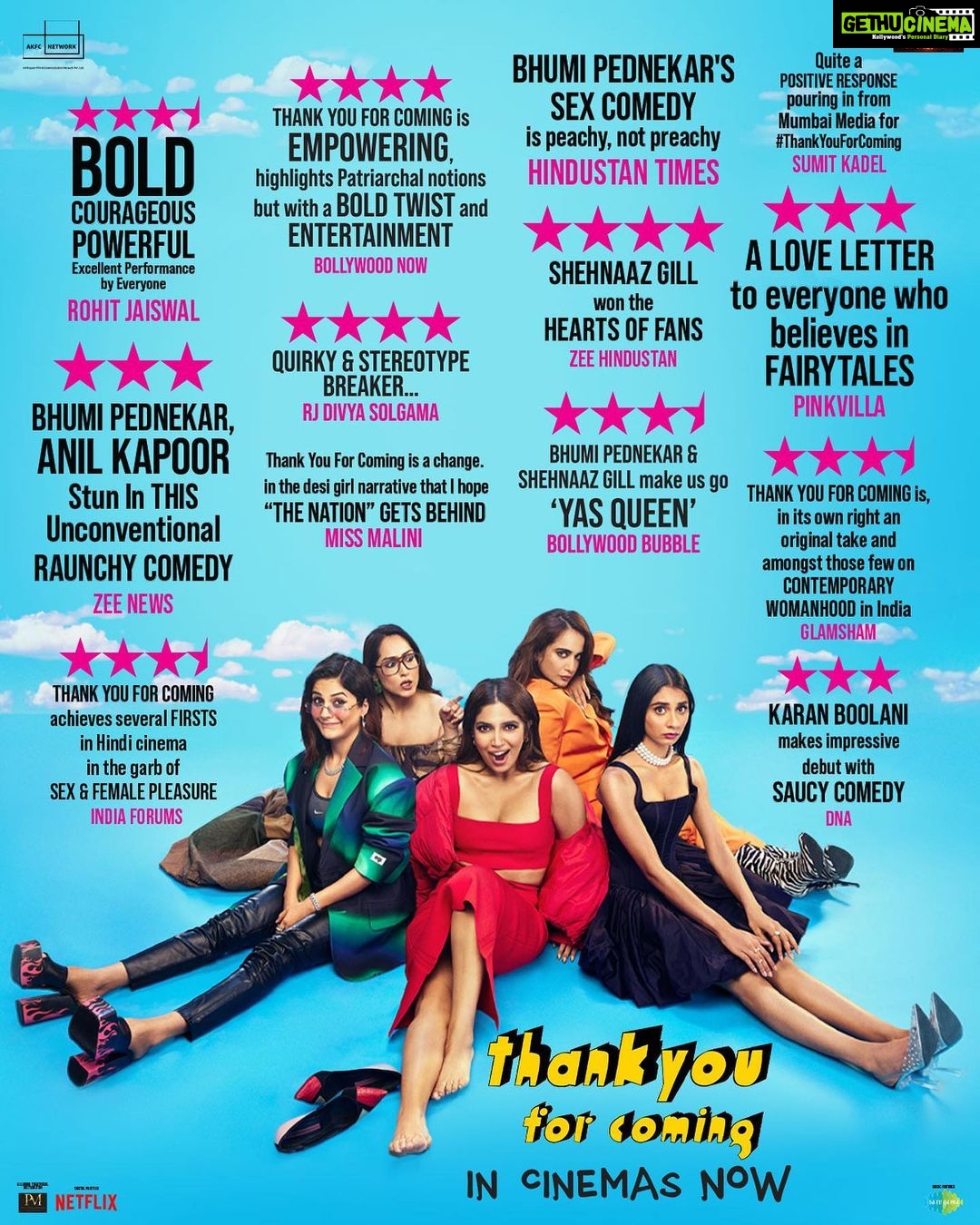 Bhumi Pednekar Instagram - This fearless fairytale has got everybody talking!๐ In theatres now, get your tickets on @bookmyshowin. #ThankYouForComing #ComebackOfTheChickFlick #DontForgetToCome . . . @shehnaazgill @dollysingh @kushakapila @shibani_bedi #PradhumanSinghMall @natasharastogi @Gautmik @sushantdivgikr @salonidaini_ @dollyahluwalia @kkundrra @tejaswidevchaudhary @anilskapoor @shobha9168 @ektarkapoor @rheakapoor @karanboolani @radsanand @prashastisingh @udayanbhat @gaurisathe @jpaarth @balajimotionpictures @akfcnetwork