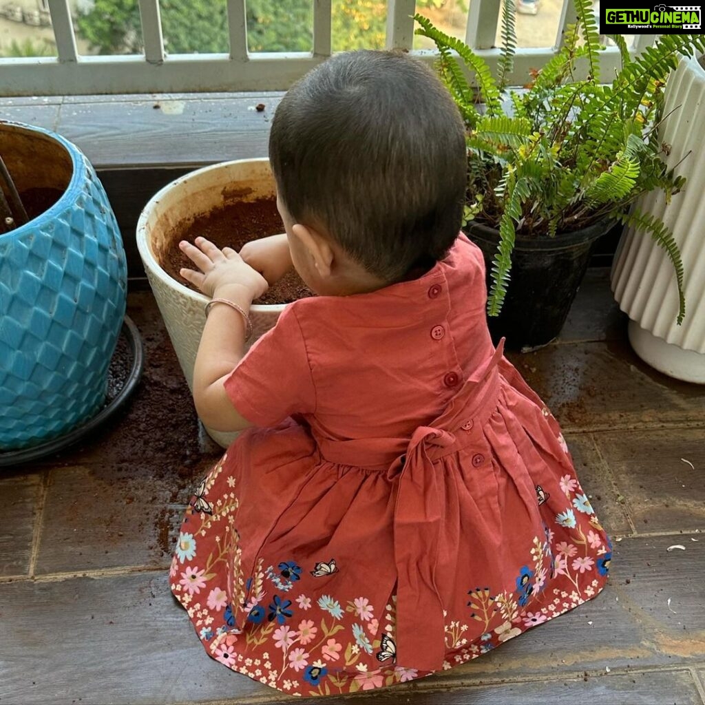 Chinmayi Instagram - Baby clearly likes gardening