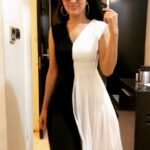 Chitra Shukla Instagram - Inner happiness is something which shows your all shade’s. Love the feel of outfit🤍🖤Wearing @tejaswinireddy_couture Style by @reshma_stylist #event #time #vibes #chitrashukla #swipeleft