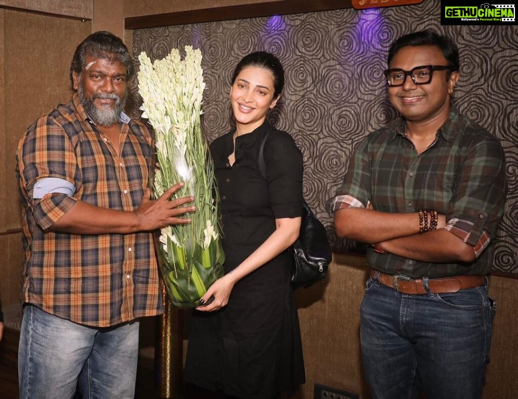 D. Imman Instagram - Joy to rope in ⁦‪Shrutihaasan‬⁩ for an enjoyable romantic track for Director ⁦‪R.Parthiban’s next flick! Can’t wait for you all to listen to her effortless singing! Lyric penned by the Master himself! A #DImmanMusical Praise God! @shrutzhaasan @radhakrishnan_parthiban @keerthanaparthiepan