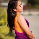 Deepthi Sunaina Instagram - 💜💛 #deepthisunaina 💛 #deepthisunaina . . . . . 👗: @navya.marouthu 📸: @rollingcaptures Hair: @vicky_hairstylist_official