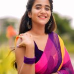 Deepthi Sunaina Instagram - 💜💛 #deepthisunaina 💛 #deepthisunaina . . . . . 👗: @navya.marouthu 📸: @rollingcaptures Hair: @vicky_hairstylist_official