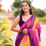 Deepthi Sunaina Instagram - 💜💛 #deepthisunaina 💛 #deepthisunaina . . . . . 👗: @navya.marouthu 📸: @rollingcaptures Hair: @vicky_hairstylist_official