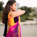 Deepthi Sunaina Instagram - 💜💛 #deepthisunaina 💛 #deepthisunaina . . . . . 👗: @navya.marouthu 📸: @rollingcaptures Hair: @vicky_hairstylist_official