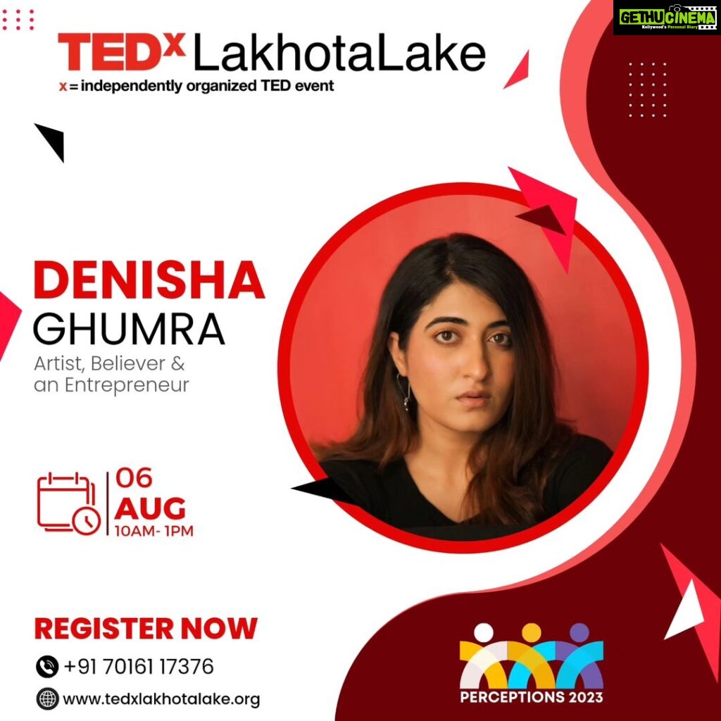 Denisha Ghumra Instagram - Watch, Listen & Meet 𝐃𝐞𝐧𝐢𝐬𝐡𝐚 𝐆𝐡𝐮𝐦𝐫𝐚 at #TEDxLakhotaLake 2023: PERCEPTIONS! #TED #TEDx #Perceptions #Speakers #SpeakerAlert #SpeakerAnnouncements #Jamnagar Grab Your Tickets Now from the Link in Bio!