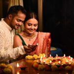 Devoleena Bhattacharjee Instagram - From Us to you all a very happy Diwali. 🪔🪔🪔 #shubhdeepawali Makeup & Hair - @makeup_by__shraddha Clicked by @fashion_btphotography #deepavali #diyas #lights #sweets #festive #couple #firstdiwaliaftermarriage❤️ #blessedlife #staysafe Mumbai, Maharashtra