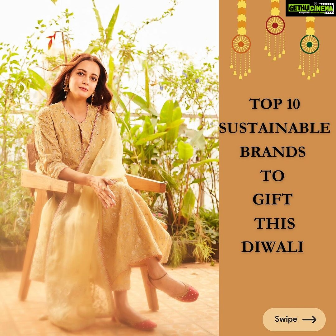 Dia Mirza Instagram - The festival of spreading love and light is around the corner 💖✨🕊️ This #Diwali choose to be sustainable 🌿🦋🌳 Here are some sustainable brands that can make your #DiwaliGifts people and earth friendly 💚 #NotAnAd just love for the amazing work these brands are doing. 1- @mapani__ (Respecting Mother Earth and water through hand pounded skincare) 2- @theswitchfix.co (Upgrading the haircare and skincare to planet-friendly, plastic-free and plant-based) 3- @dwijproducts (Upcycling denim waste into wonderful accessories) 4- @paper.nest (Tree-free and recycled stationery handmade from cotton waste) 5- @brownlivingindia ((One-stop solution for all your sustainability needs) 6- @verthindia ((Curating mindful gifting experience through sustainable gift boxes) 7- @recharkha_ecosocial (Transforming MLP waste into versatile accessories by Tribal women using charkha and handloom) 8- @gramartproject (A collective of farmers, and artisans creating seed crackers and seed rakhis) 9- @usemeworks (Upcycled decor and more from waste fabric) 10- @greensole (Sustainable footwear that is comfortable and vegan) #Gifting #GiftingIdeas #GreenDiwali #CleanDiwali #HandMadeInIndia #VocalForLocal #HandCrafted #SupportLocal #EarthFriendly #ClimateAction #BeatPollution #SDGs #GlobalGoals #Act4SDGs Thank you @sanu_ki_ecostore for your help 💚🙏🏻 Creative @freishia