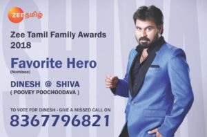 Dinesh Gopalsamy Instagram - Hai Friends.,😊 with all ur support and love., I have been nominated for 'Favorite Hero' award in ZEE TAMIL KUDUMBA VIRUTHUGAL 2018.  Happy to share with, all of you.😊😊😊 let's get started..👍🏻😎