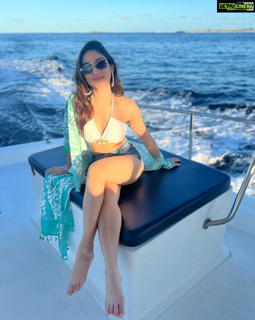 Donal Bisht Instagram - Happiness is being in the nature’s lap 💙😇 . . . . . . . . . . . . . . . . . . . . . . . . . . . #girl #sea #travel #diva #hot #explore #donalbisht #elegence #instagood #instamood #goodvibes #happy #location #pictureoftheday #best #beautiful #dress #love #pink #instagram #instamood #instalike #blessed #actor #beach #lifestyle #vacay #glam #beautiful #looks #maldives #morning