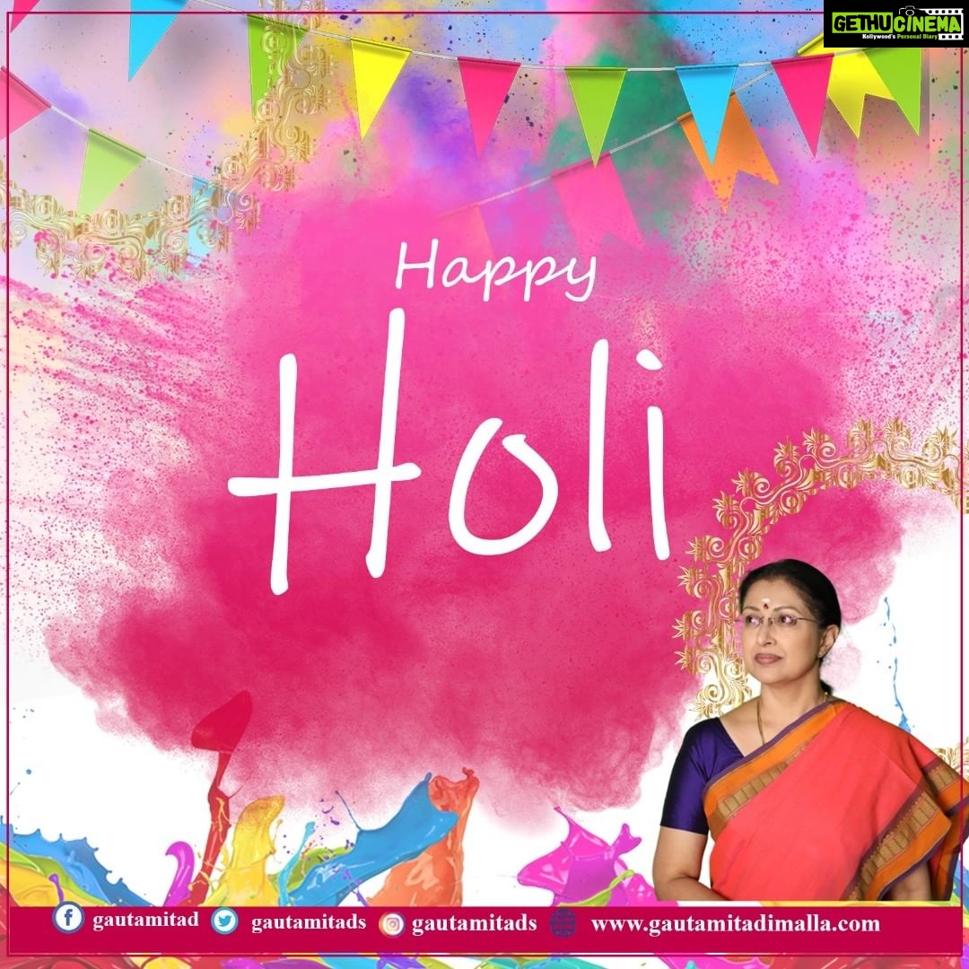 Gautami Instagram - Wishing everyone a colorful Happy #Holi. Please observe the #COVID19 safety precautions in your celebrations... #HappyHoli #HappyHoli2021 #Holi2021